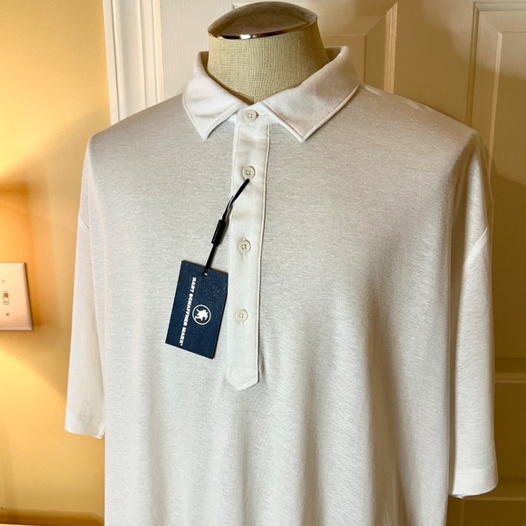 NWT Men's Hart Schaffner Marx White Lyocell Linen Blend Pique Polo Shirt XXL 2XL - Picture 1 of 2